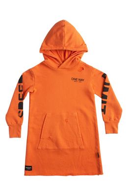 Nununu Kids' On the Go Hooded Long Sleeve Sweatshirt Dress in Orange