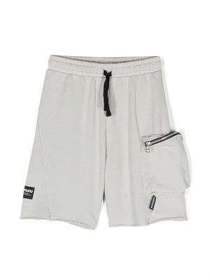 Nununu logo-patch elasticated cotton shorts - Grey