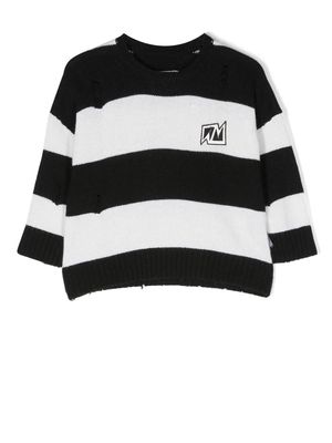 Nununu logo-patch long-sleeved sweater - Black