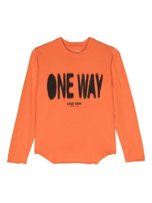 Nununu One Way-print cotton T-shirt - Orange