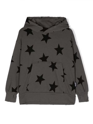 Nununu star-print cotton hoodie - Grey