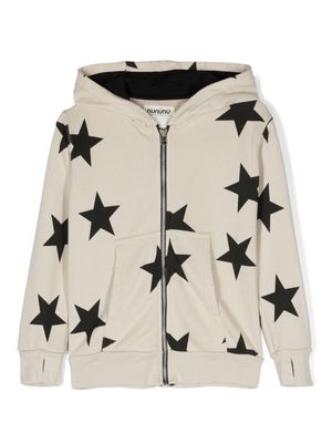 Nununu star-print zipped cotton hoodie - Grey
