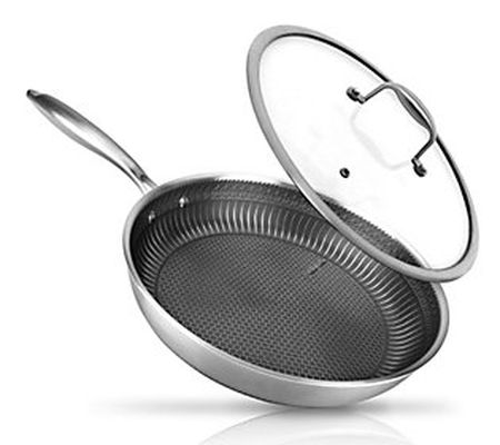 Nutrichef 10'' Stir Fry Pan with Glass Lid