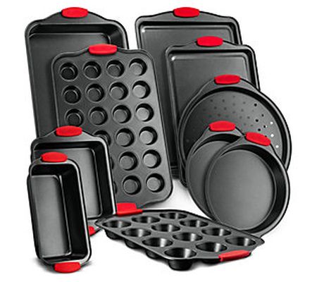 Nutrichef 10pc.Carbon Steel Bakeware Set with S ilicone Handles