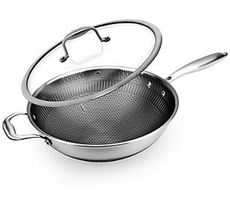 Nutrichef 12'' Stir Fry Pan with Glass Lid
