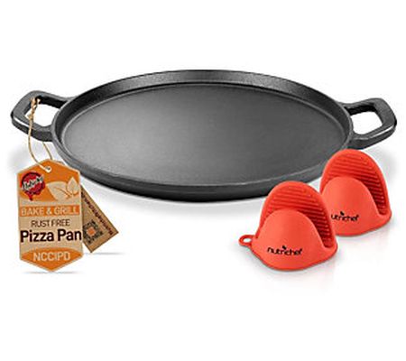 Nutrichef 14'' Cast Iron Pizza & Baking Pan