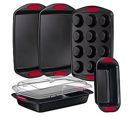 Nutrichef 6pc.Carbon Steel Bakeware Set With Si icone Handles