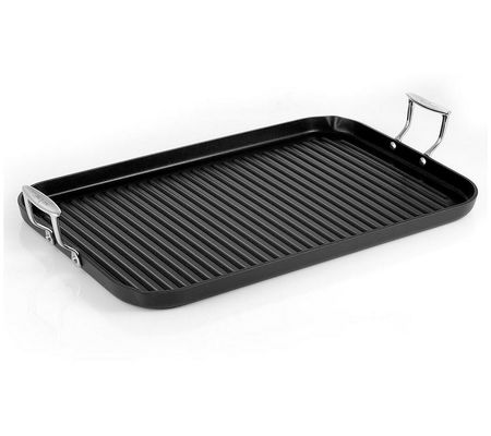 Nutrichef Hard-Anodized Nonstick Grill & Griddl e Double Burner