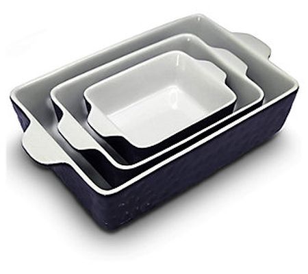 Nutrichef Rectangular Ceramic Bakeware 3-pc Set