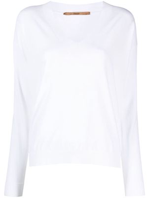 Nuur V-neck fine-knit sweatshirt - White