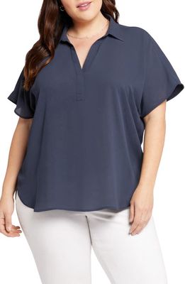 NYDJ Becky Georgette Popover Top in Oxford Navy