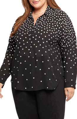 NYDJ Becky Percy Dot Recycled Polyester Georgette Popover Blouse
