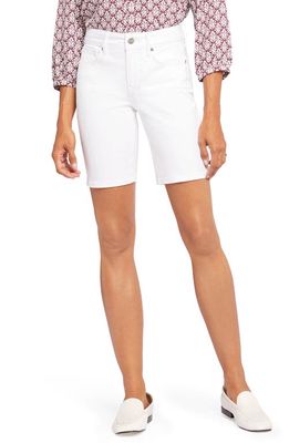 NYDJ Ella Floral Print Side Slit Bermuda Shorts in Optic White