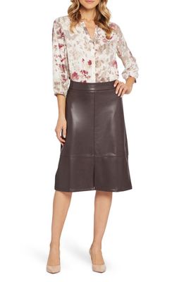 NYDJ Faux Leather A-Line Skirt in Cordovan