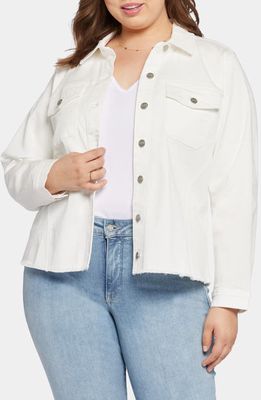 NYDJ Fray Hem Denim Trucker Jacket in Optic White