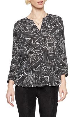 NYDJ High/Low Crepe Blouse in Leland Manor