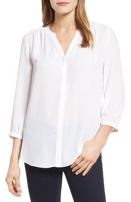 NYDJ High-Low Crepe Blouse in Optic White