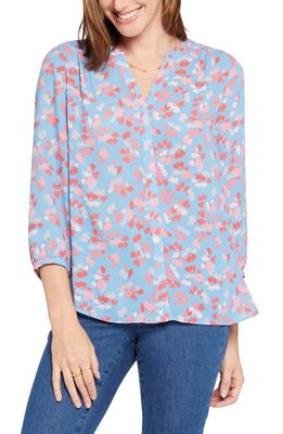 NYDJ High-Low Crepe Blouse in Pacific Meadows