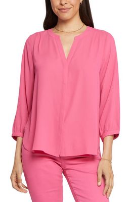NYDJ High-Low Crepe Blouse in Pink Peony