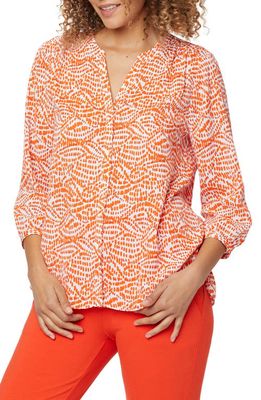 NYDJ High-Low Crepe Blouse in Poppy Wave