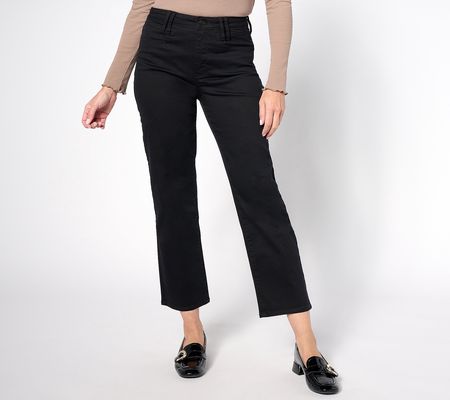NYDJ High Rise Bailey Relaxed Straight Ankle Jeans-Black