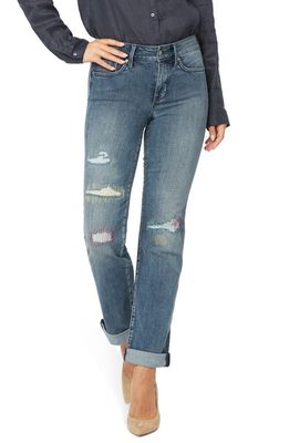 NYDJ Marilyn Cool Embrace Ripped Ankle Straight Leg Jeans in Clean Monet