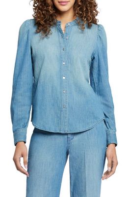NYDJ Puff Sleeve Denim Button-Up Shirt in Crown