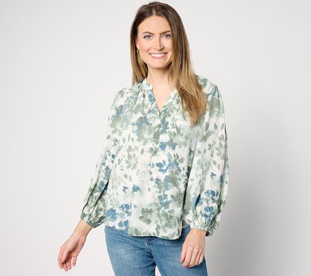 NYDJ Puff Sleeve Popover Blouse - Cape Malea