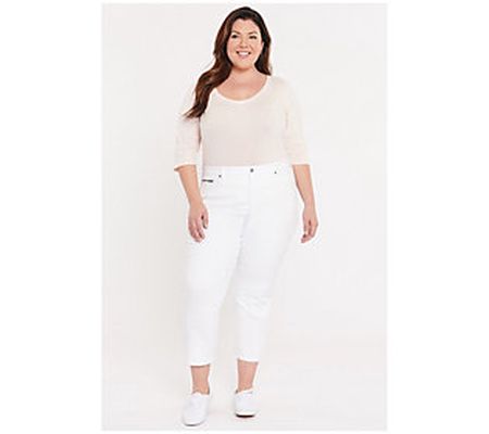 NYDJ Relaxed Piper Crop Jeans with Zipper Detai l - Optic White