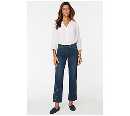 NYDJ Relaxed Straight Ankle Jeans with Embroide ry