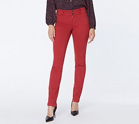 NYDJ Sheri Slim Jeans With Wide Waistband - Lip stick