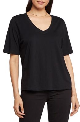 NYDJ Short Sleeve Cotton V-Neck T-Shirt in Black