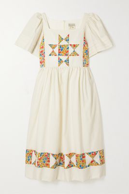 O Pioneers - Jemima Patchwork Floral-print Cotton Midi Dress - White