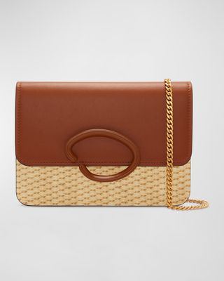 O Pochette Leather & Raffia Shoulder Bag