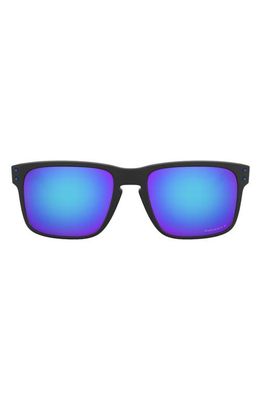 Oakley 56mm Mirrored Prizm™ Polarized Keyhole Sunglasses in Rubber Black