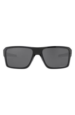 Oakley Double Edge 66mm Prizm Polarized Oversize Wrap Sunglasses in Black