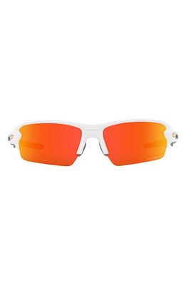 Oakley Flak 2.0 61mm Prizm Polarized Rectangular Sunglasses in White