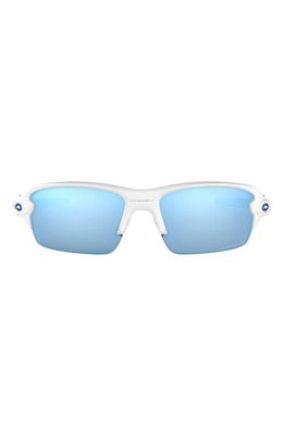 Oakley Kids' Flak XS 59mm Prizm Polarized Rectangular Sunglasses in White