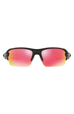 Oakley Kids' Flak XS 59mm Prizm Rectangular Sunglasses in Shiny Black
