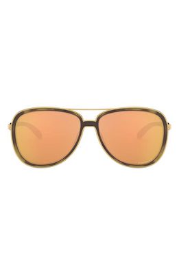 Oakley Split Time 58mm Prizm™ Polarized Pilot Sunglasses in Brown Tortoise Gold Prizm Rose