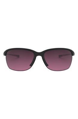 Oakley Unstoppable 65mm Gradient Polarized Oversize Rectangular Sunglasses in Black/Smokey/Rose Gold P