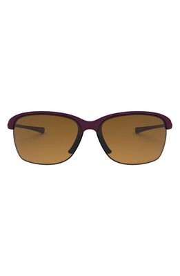 Oakley Unstoppable 65mm Gradient Polarized Oversize Rectangular Sunglasses in Raspberry/Brown P