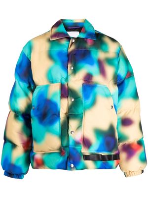 OAMC abstract-pattern padded puffer jacket - Green