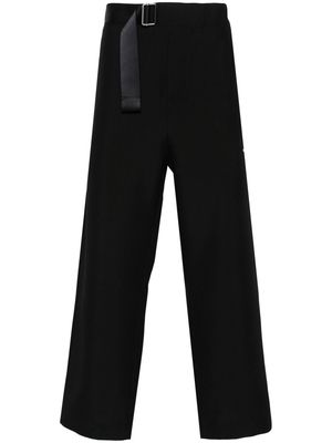 OAMC belted cotton straight-leg trousers - Black