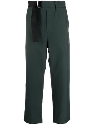 OAMC buckled cotton cropped trousers - Green
