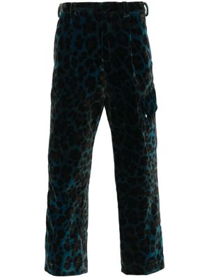 OAMC Combine leopard-print trousers - Blue