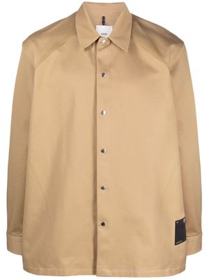 OAMC logo-patch cotton shirt - Brown