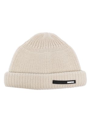 OAMC logo-patch ribbed-knit beanie - Neutrals