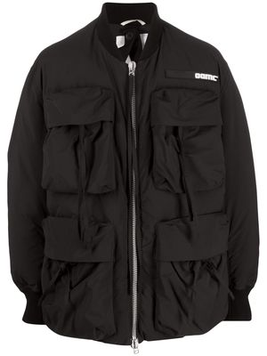 OAMC logo-patch zip-up padded coat - Black