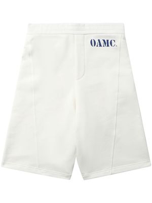 OAMC logo-print cotton track shorts - White